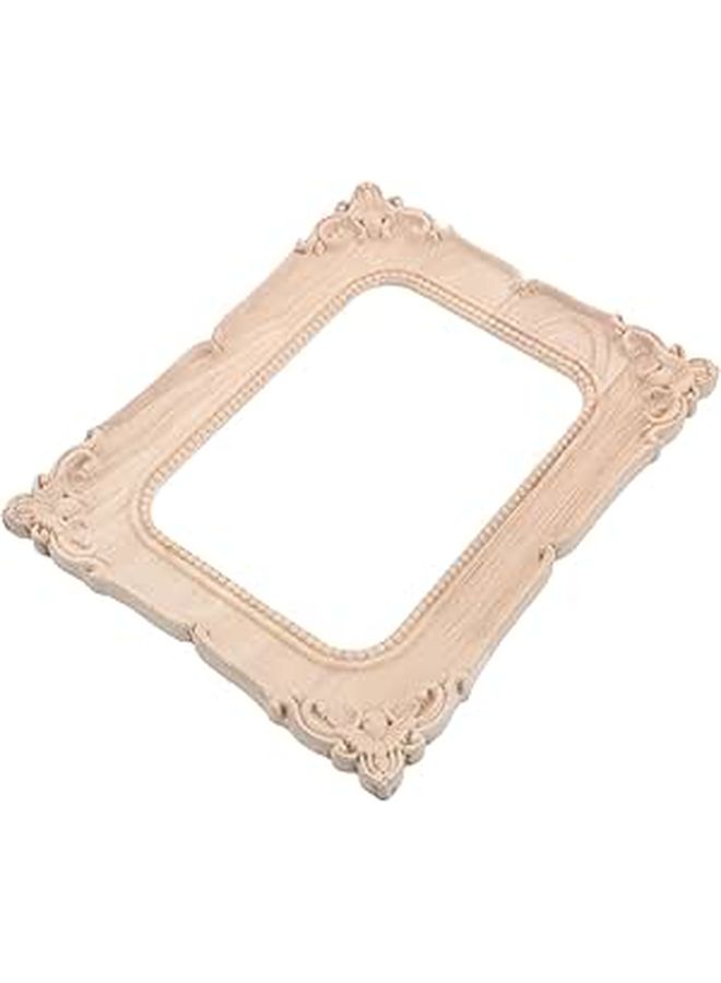 Vintage Unpainted Wood Carved Picture Frame Wall Decor DIY Craft Supplies - Image 1