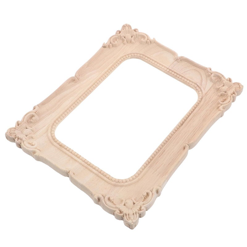 Vintage Unpainted Wood Carved Picture Frame Wall Decor DIY Craft Supplies - Image 2
