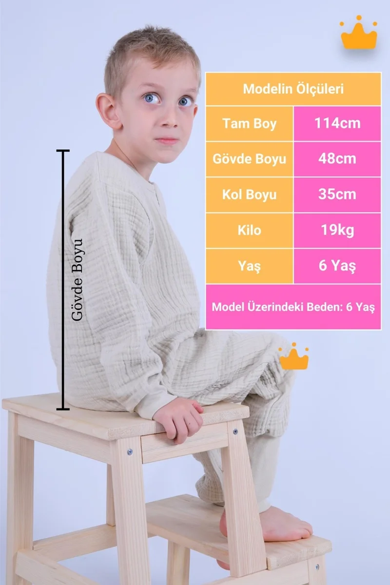 Begisa 2-8 Years 1 Tog 4 Layer Muslin Kids Sleeping Bag Unisex Long Sleeve Sleeping Bag