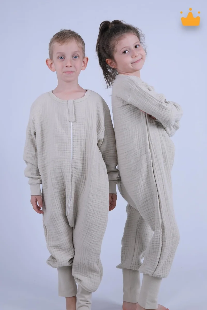 Begisa 2-8 Years 1 Tog 4 Layer Muslin Kids Sleeping Bag Unisex Long Sleeve Sleeping Bag