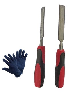 Inditrust Inditrust 2PCs High Carbon Steel Wood Carving Chisel Set Manganese Blades Chisel Kit for Woodworking Carving Size 12mm 19mm with Gloves 