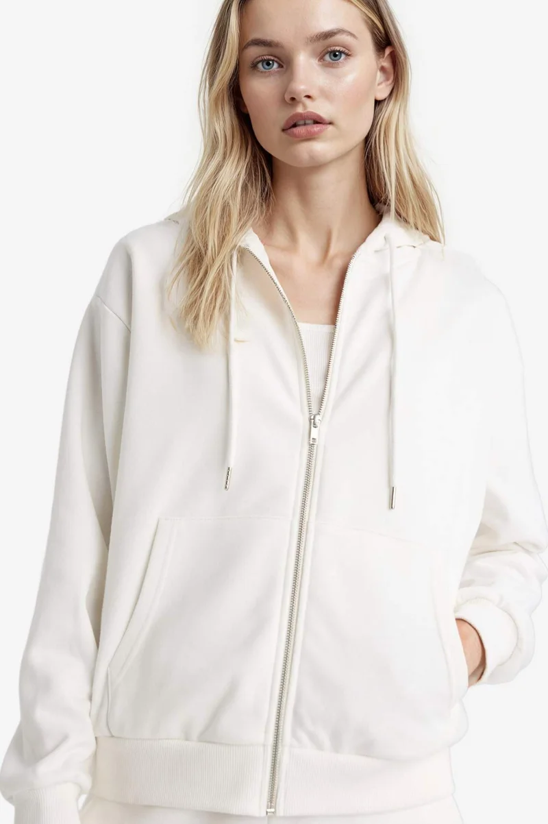 ديفاكتو Relax Fit Basic Thick Fabric Zip-Up Hoodie