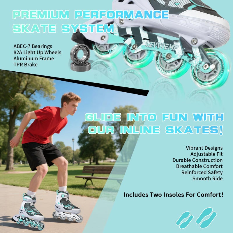 LEVYTEMP Adjustable Inline Skates for Kids and Adults, Outdoor Beginner Roller Skates with All Light Up Wheels for Girls, Boys, Men and Women - Image 5
