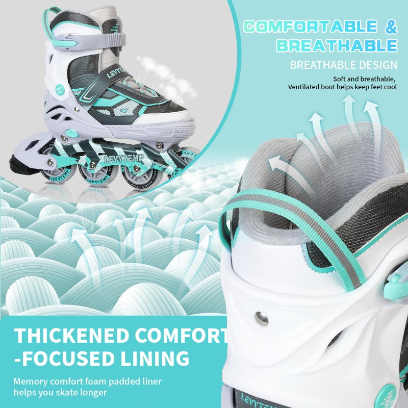 LEVYTEMP Adjustable Inline Skates for Kids and Adults, Outdoor Beginner Roller Skates with All Light Up Wheels for Girls, Boys, Men and Women - Image 4