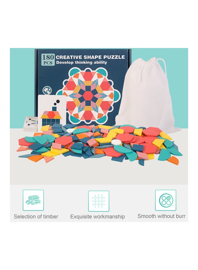 أحجية قطع تركيب تانجرام من الخشب بتصميم أشكال هندسية مكونة من 180 قطعة - Image 3