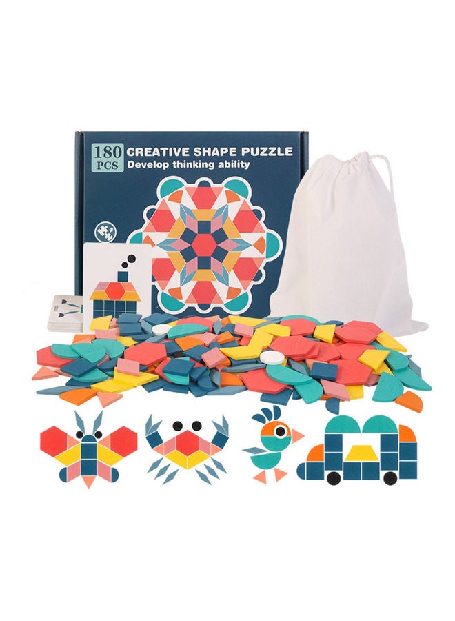 أحجية قطع تركيب تانجرام من الخشب بتصميم أشكال هندسية مكونة من 180 قطعة - Image 2