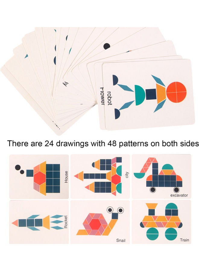 أحجية قطع تركيب تانجرام من الخشب بتصميم أشكال هندسية مكونة من 180 قطعة - Image 5