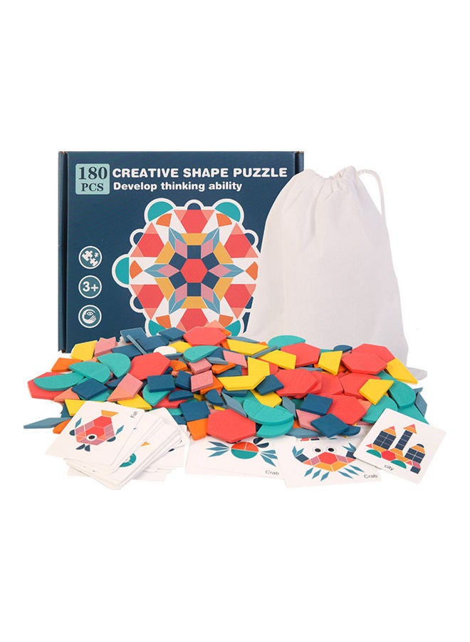 أحجية قطع تركيب تانجرام من الخشب بتصميم أشكال هندسية مكونة من 180 قطعة - Image 1