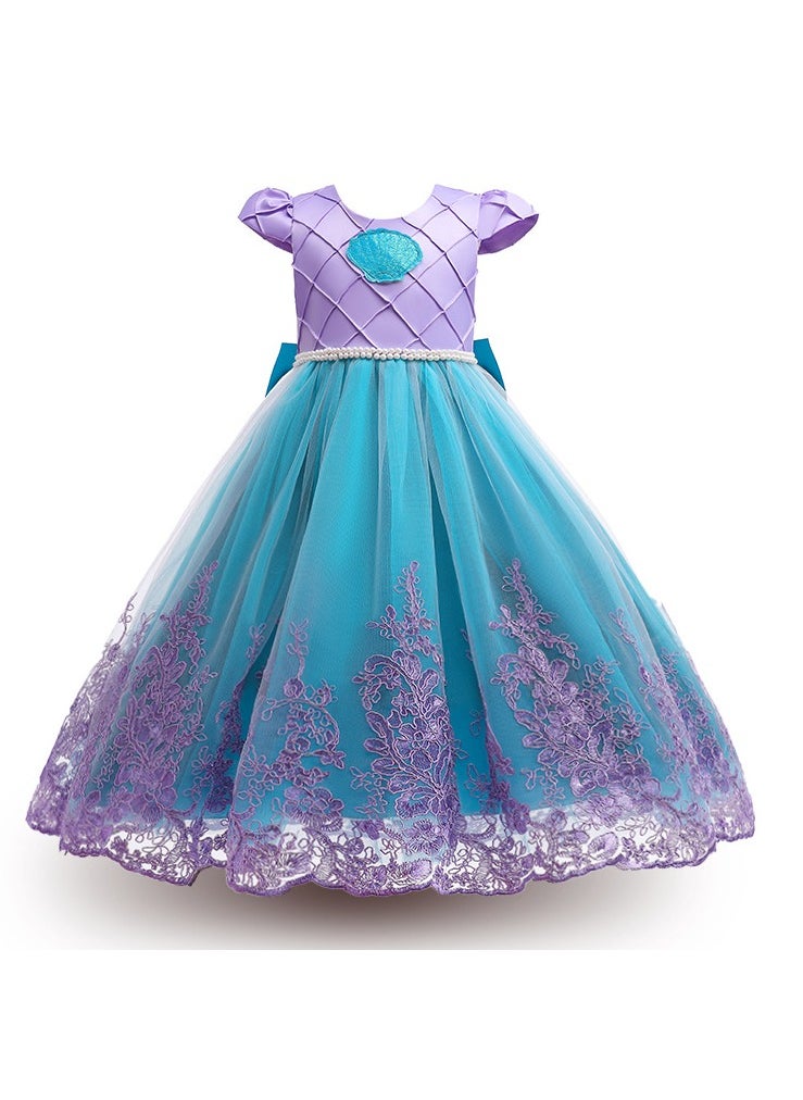 M MIAOYAN Children's mermaid princess bow lace dress  - Image 2