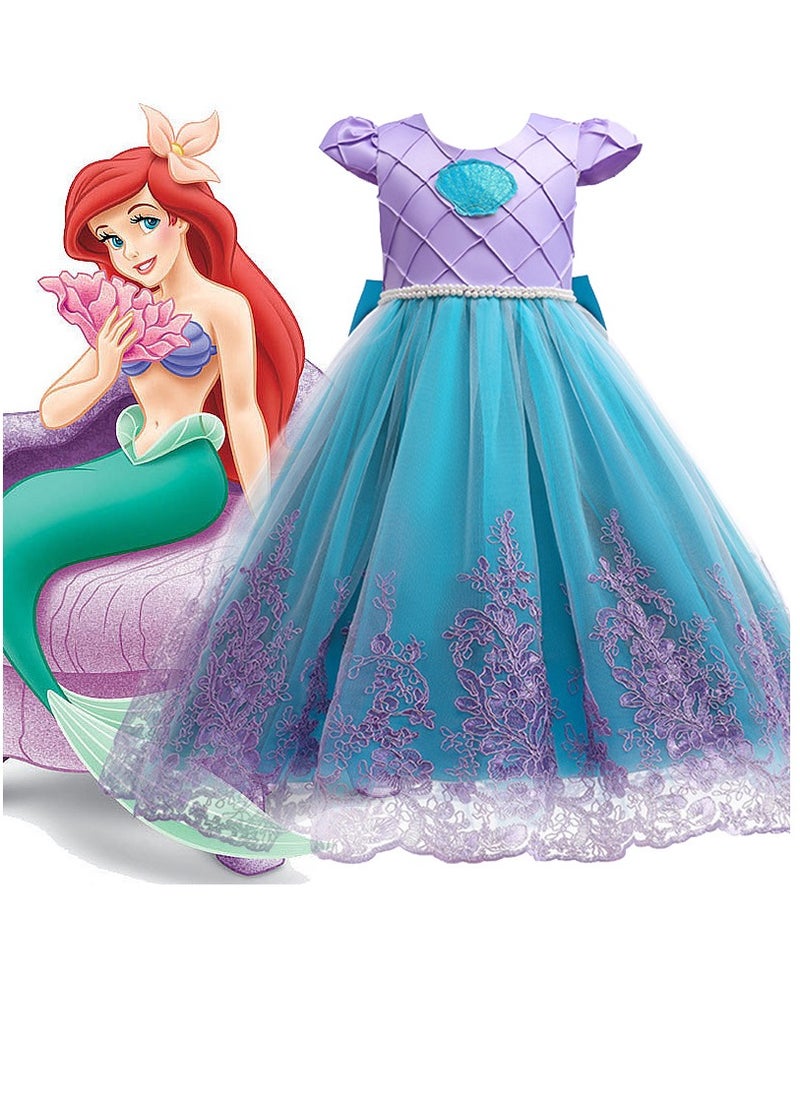 M MIAOYAN Children's mermaid princess bow lace dress  - Image 1