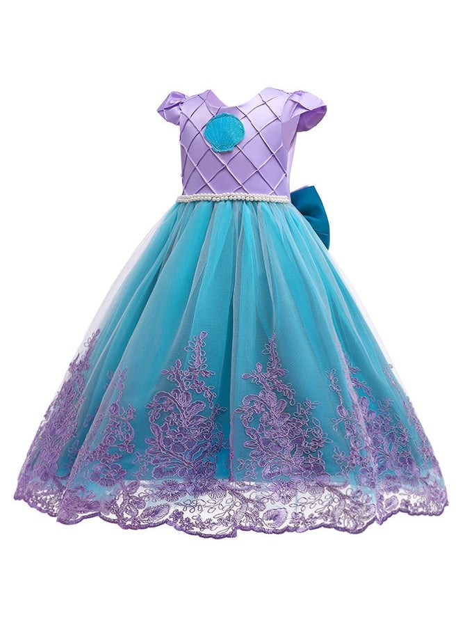 M MIAOYAN Children's mermaid princess bow lace dress  - Image 3