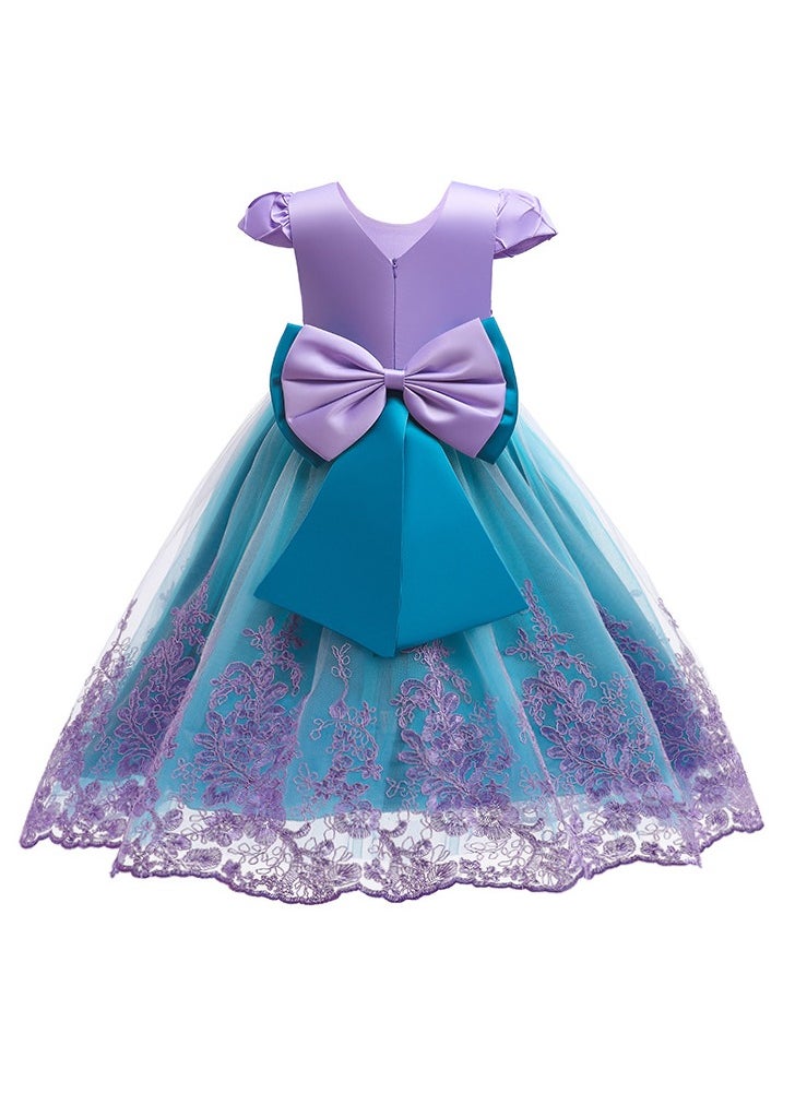 M MIAOYAN Children's mermaid princess bow lace dress  - Image 4