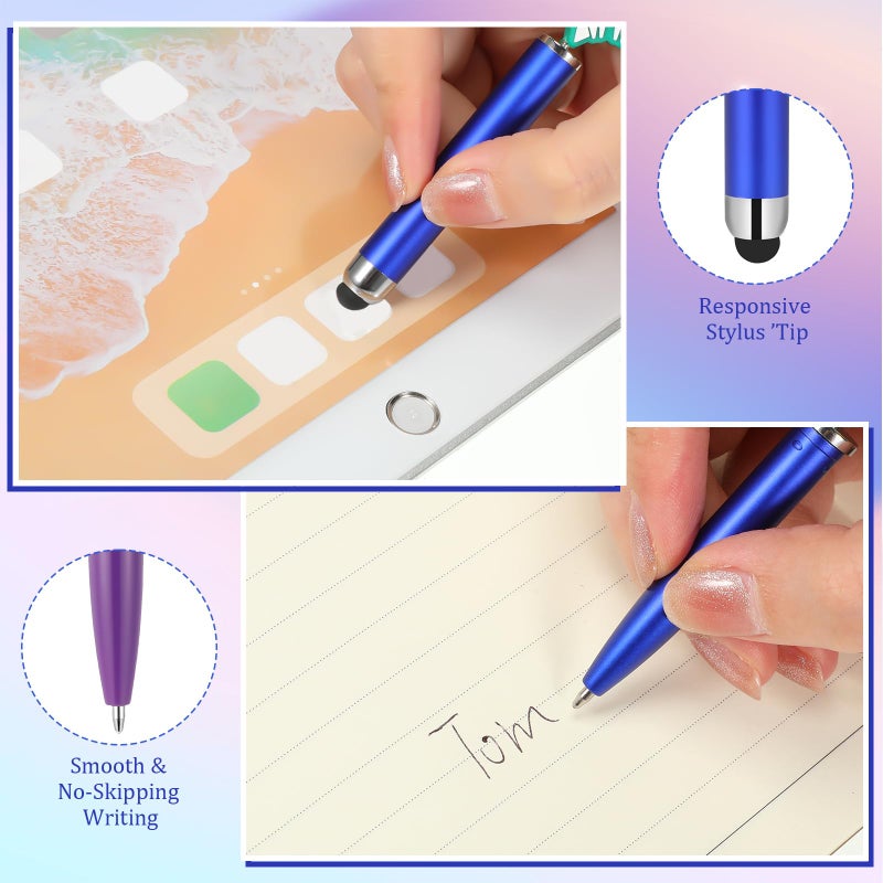 Qilery 30 Pcs Beaded Pens with Stylus Tips Plastic Beaded DIY Stylus 2-in-1 for Rubber Touch Screen Handwriting Ballpoint Pen 1.0mm, Black Ink, Office Supplies(Colorful) - Image 4