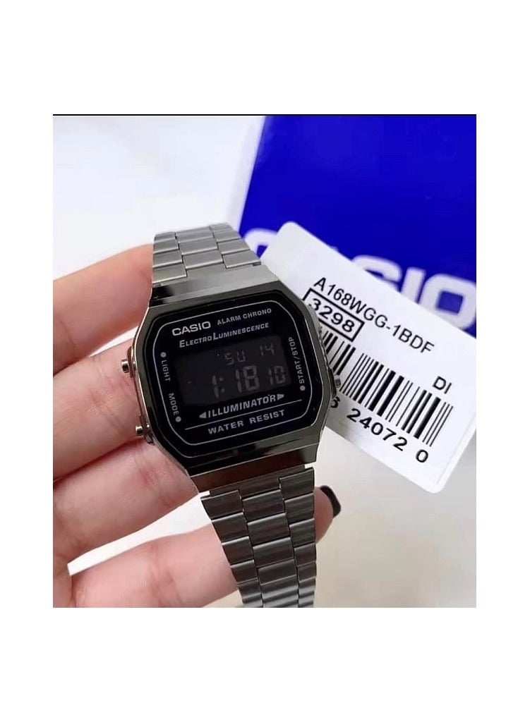 Casio Unisex-Adult Quartz Watch, Digital Display and Stainless Steel Strap A168WGG-1BDF - Image 3