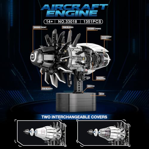 Reobrix Aircraft Engine Model Building Kit for Adults 1351PCS Motorized Jet Turbofan Engine with Motor STEM Mechanical Educational Building Blocks Toy for Teens and Collectors Creative Display Gift - Image 5
