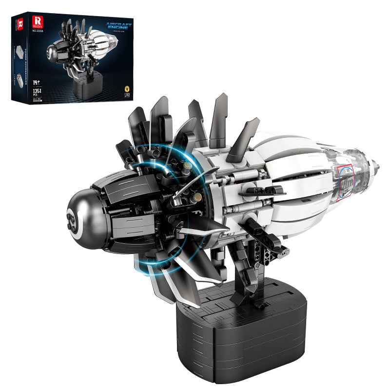 Reobrix Aircraft Engine Model Building Kit for Adults 1351PCS Motorized Jet Turbofan Engine with Motor STEM Mechanical Educational Building Blocks Toy for Teens and Collectors Creative Display Gift - Image 3