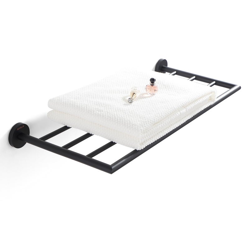 BUVELOT BUVELOT Towel Racks for Bathroom Black Towel Shelf Wall Mounted and Modern Hotel Style with Towel Bar 2575 Inch Single Towel Rack Matte Black 077090MB Leo Series 