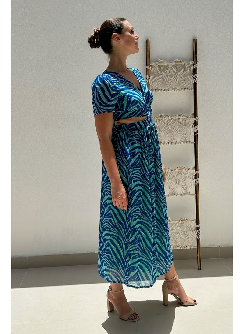Alorabella Jenna Cut-Out Dress - Blue / Green  - Image 2