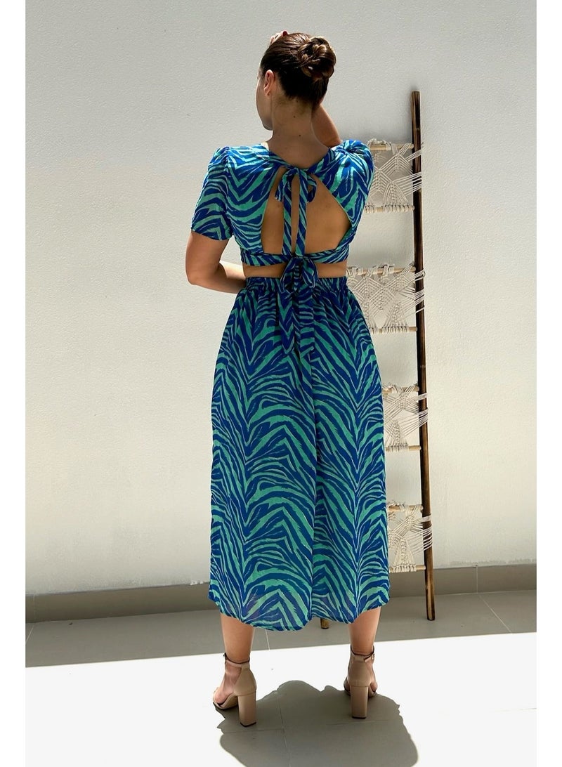 Alorabella Jenna Cut-Out Dress - Blue / Green  - Image 3