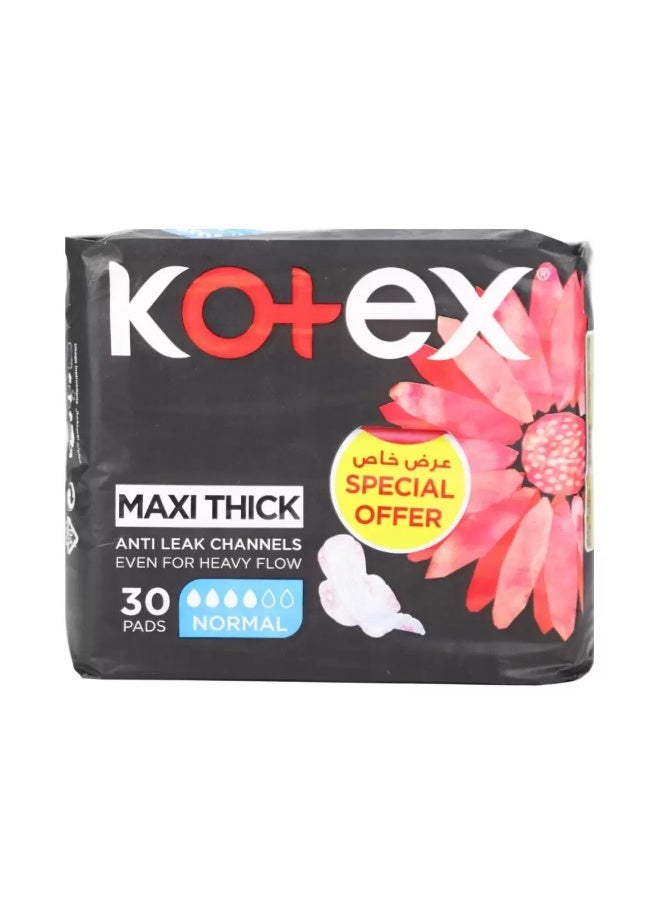 Kotex فوط كوتيكس ماكسي سميكة مع قنوات مضادة للتسرب - 30 فوطة - Image 1