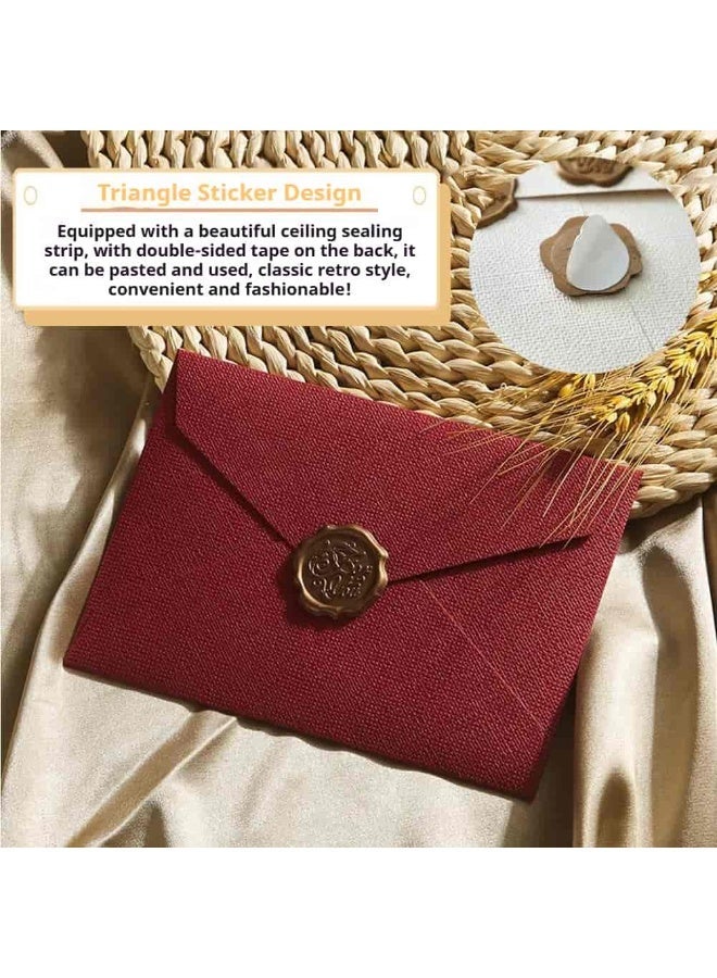 أديلي أظرف بطاقات التهنئة طقم كتابة رسائل 32 قطعة – 6 مظارف و20 ورقة كتابة و6 ملصقات ختم شمع للمراسلات والدعوات وحفلات الزفاف والهدايا فنية وحرفية (النبيذ الاحمر) - Image 5