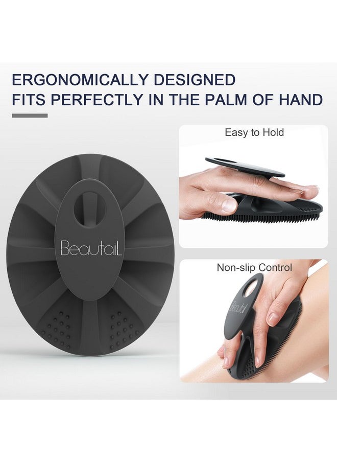 BEAUTAIL Silicone Body Scrubber Shower Bath Wash Brush Gentle Exfoliating Scrub Cleansing Loofah For Women Men Baby Sensitive Skin Easy To Clean Lather Nicely More Hygienic 1 Pack Black  - Image 5