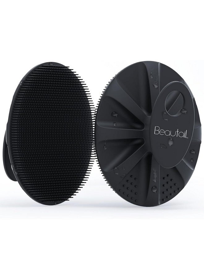 BEAUTAIL Silicone Body Scrubber Shower Bath Wash Brush Gentle Exfoliating Scrub Cleansing Loofah For Women Men Baby Sensitive Skin Easy To Clean Lather Nicely More Hygienic 1 Pack Black  - Image 1