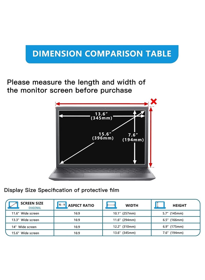 15.6 Inch Laptop Privacy Screen Filter Anti-Blue Light Screen Protector, Compatible with HP/Dell/Asus/Acer/Sony/Samsung/Lenovo/Toshiba,16:9 Removable Aspect Ratio Screen Filter Laptop Privacy  - Image 3