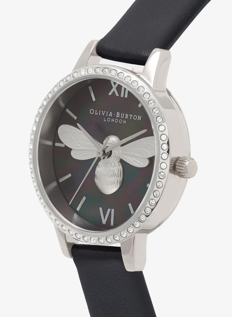 OLIVIA BURTON Lucky Bee Analogue Quartz Movement Watch Leather Strap - OB16BB13
