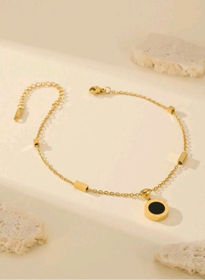 خلخال نسائي عصري وأنيق من الاستانلس ستيل باللون الذهبي - Image 2