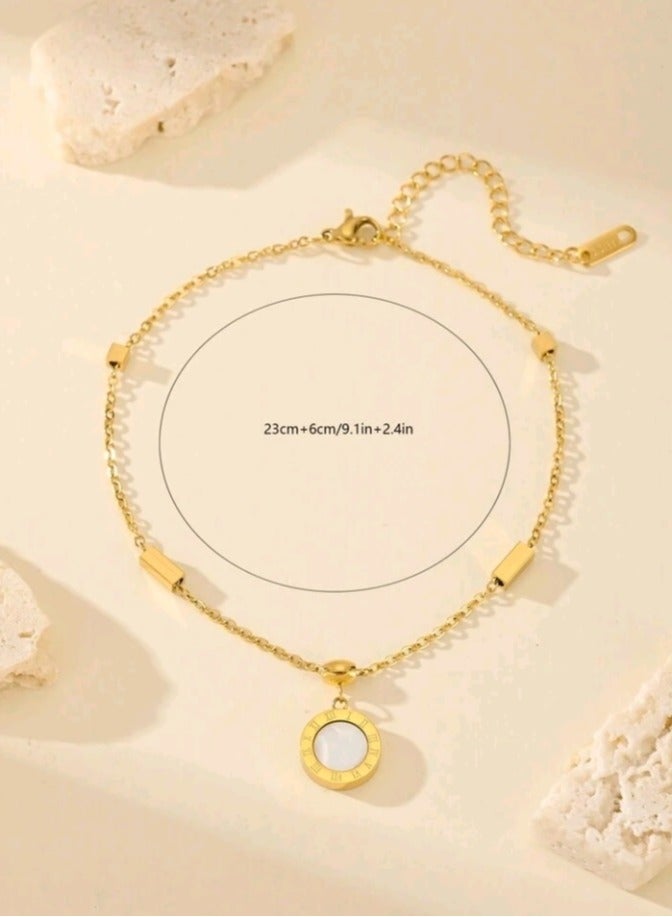 خلخال نسائي عصري وأنيق من الاستانلس ستيل باللون الذهبي - Image 4