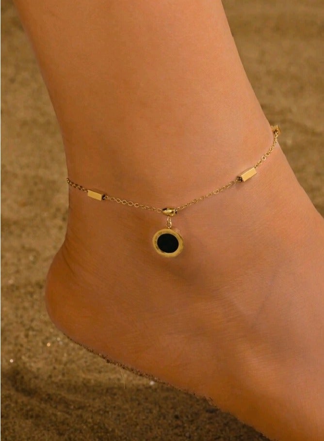 خلخال نسائي عصري وأنيق من الاستانلس ستيل باللون الذهبي - Image 1