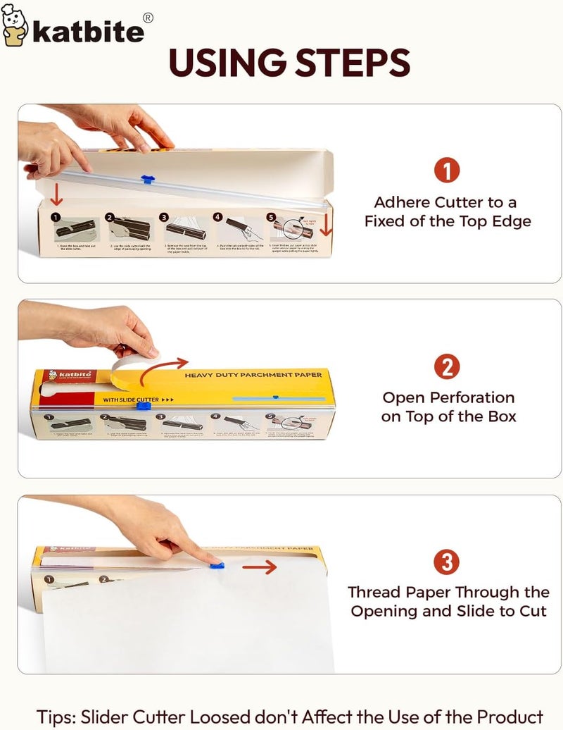 katbite Heavy Duty Parchment Paper Roll for Baking, 12 in x 164 ft Non-Stick Baking Paper for Cooking, Baking Cookies, Grilling, Air Fryer and Steaming (1Pack) - Image 5
