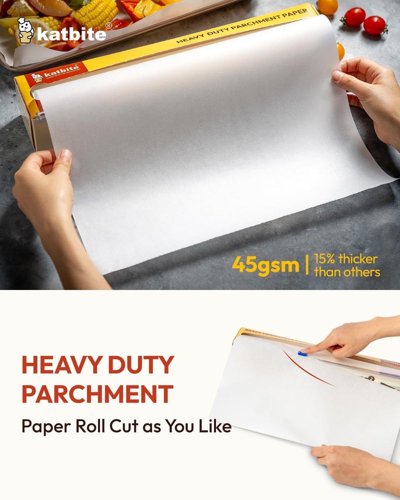 katbite Heavy Duty Parchment Paper Roll for Baking, 12 in x 164 ft Non-Stick Baking Paper for Cooking, Baking Cookies, Grilling, Air Fryer and Steaming (1Pack) - Image 4