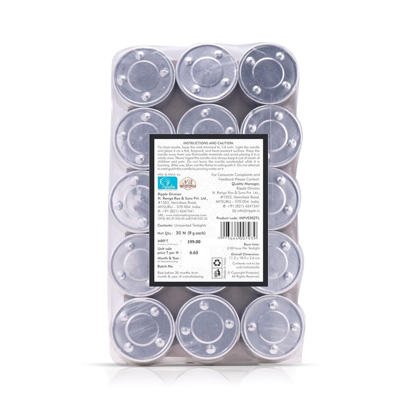 IRIS IRIS Unscented Tea Lights Pack of 30  - Image 3
