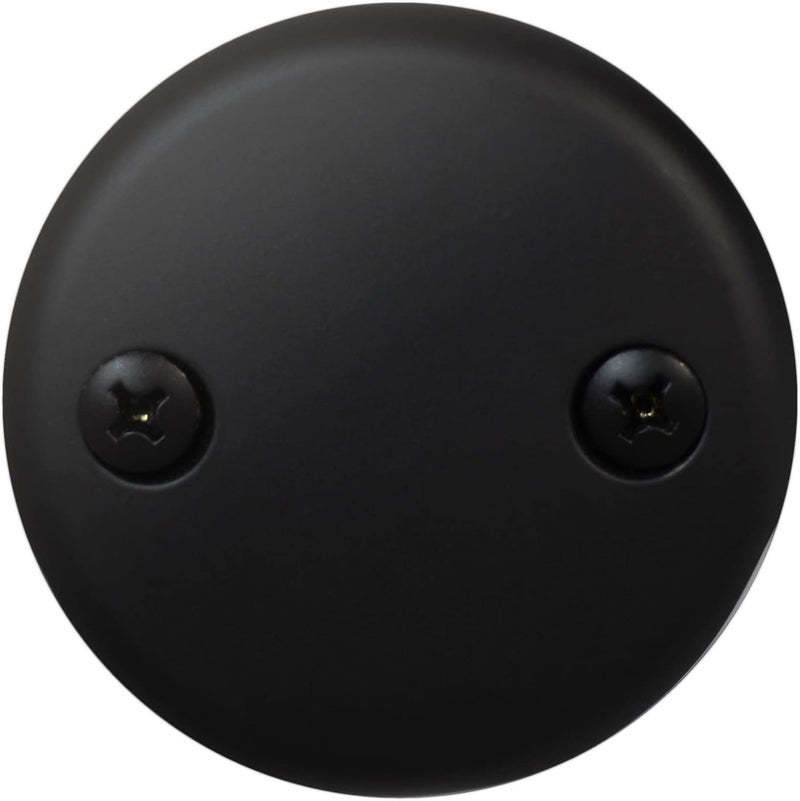 Westbrass R329-62 3-1/8" Two-Hole Bathtub Overflow Face Plate and Screw, Matte Black - Image 1
