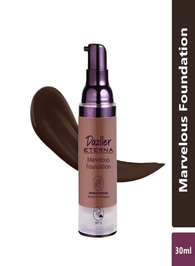 Dazller Eterna Marvelous Foundation, 30mL, Contour MF, Natural Matte finish, SPF 15 protection, Long-lasting up to 8 hours, Water-resistant, Medium-High Coverage, Moisture-locking Oils, Enriched with Nourishing Extracts - Chamomile & Chebula, Vegan, Cruelty-free - Image 3