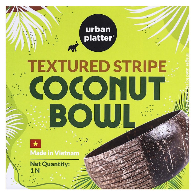 urban platter Textured Stripe Coconut Bowl, 1 Unit (Light Weight | Jumbo Size | Eco-Friendly) - Image 2