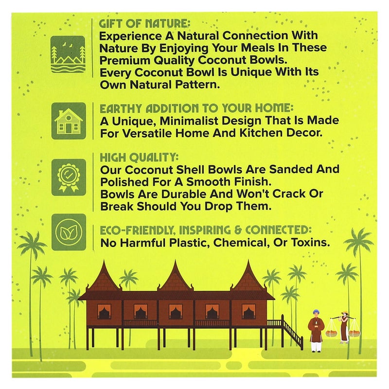 urban platter Textured Stripe Coconut Bowl, 1 Unit (Light Weight | Jumbo Size | Eco-Friendly) - Image 4