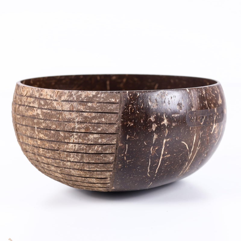 urban platter Textured Stripe Coconut Bowl, 1 Unit (Light Weight | Jumbo Size | Eco-Friendly) - Image 3