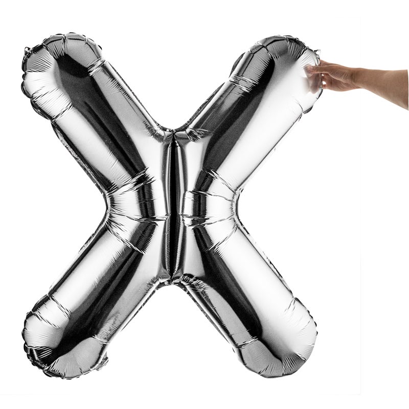Restaurantware-Balloonify 40 Inch Letter Balloon, 1 Large Alphabet Party Balloon - Letter X, Self-Sealing, Silver Foil Mylar Balloon, Hanging Loop, Decoration For Birthday, Wedding, Or Graduation - Image 2