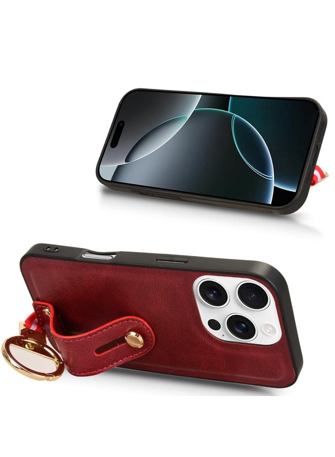 S-TOP Case For iPhone 16 Pro Wristband Leather Back Phone Case - Image 4