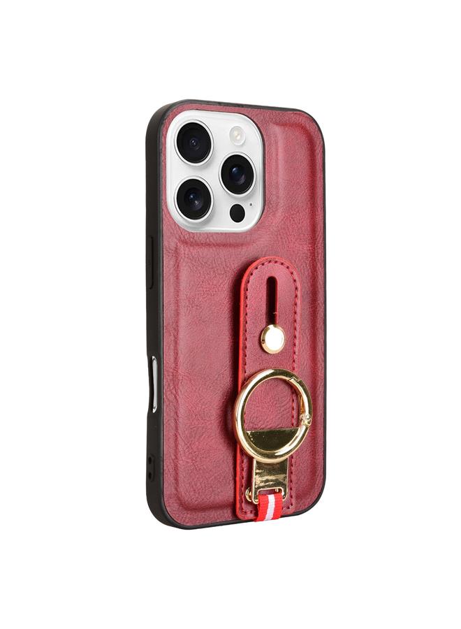 S-TOP Case For iPhone 16 Pro Wristband Leather Back Phone Case - Image 2