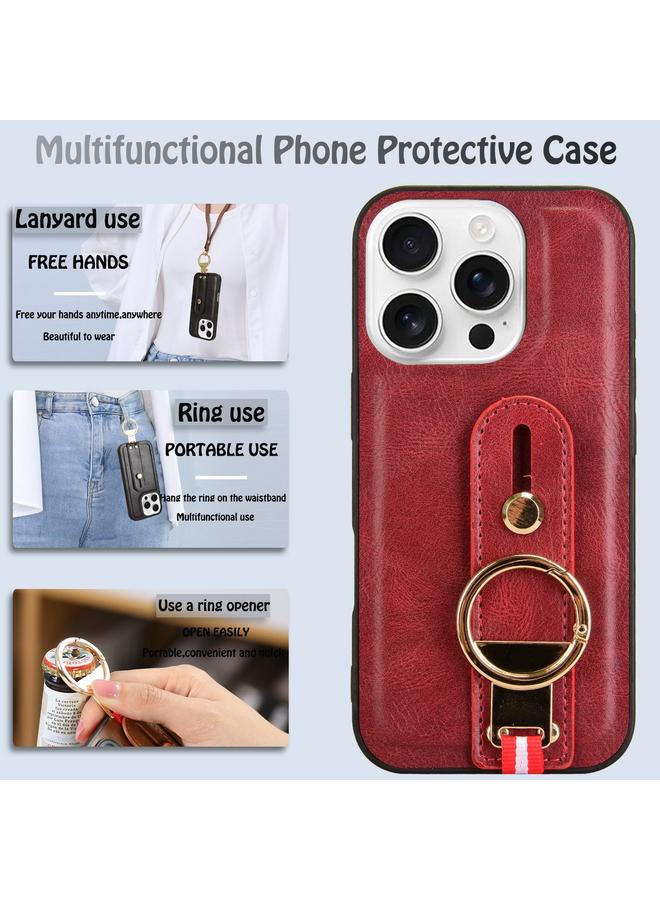 S-TOP Case For iPhone 16 Pro Wristband Leather Back Phone Case - Image 5