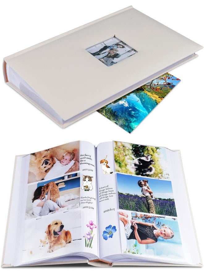 1DOT2 Photo Album 4x6 Hold 402 Photos with Memo Slip-in Pockets Photo Book, Linen Cover Picture Photo Albums with Writing Space for Wedding Family Baby Vacation Mother's Day Beige - Image 1
