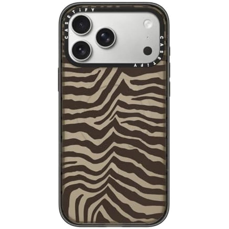 Casetify Impact iPhone 17 Pro Max Case 【Slim/Compatible with Magsafe / 8.2 ft. 4X Military Grade Drop Protection】 - Zebra-Brown - Clear Black - Image 1