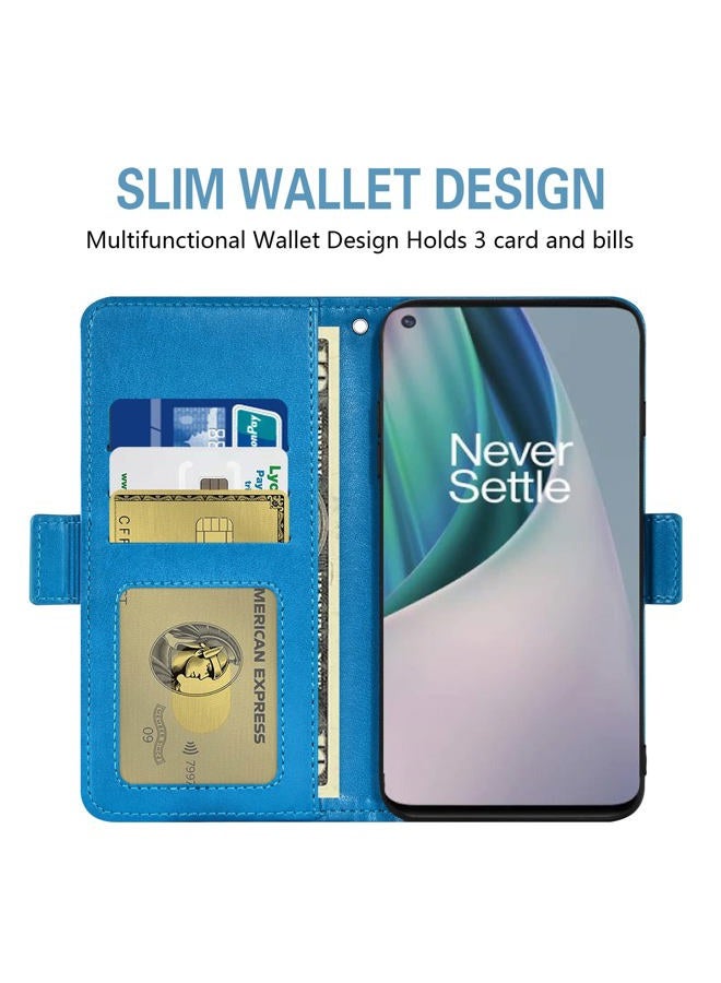 Asuwish Compatible with OnePlus Nord N10 5G Wallet Case and Tempered Glass Screen Protector Flip Wrist Strap Card Holder Cell Phone Cover for One Plus N 10 G5 1 Plus 10N 1plus One+ 1+ N105G Men Blue - Image 3