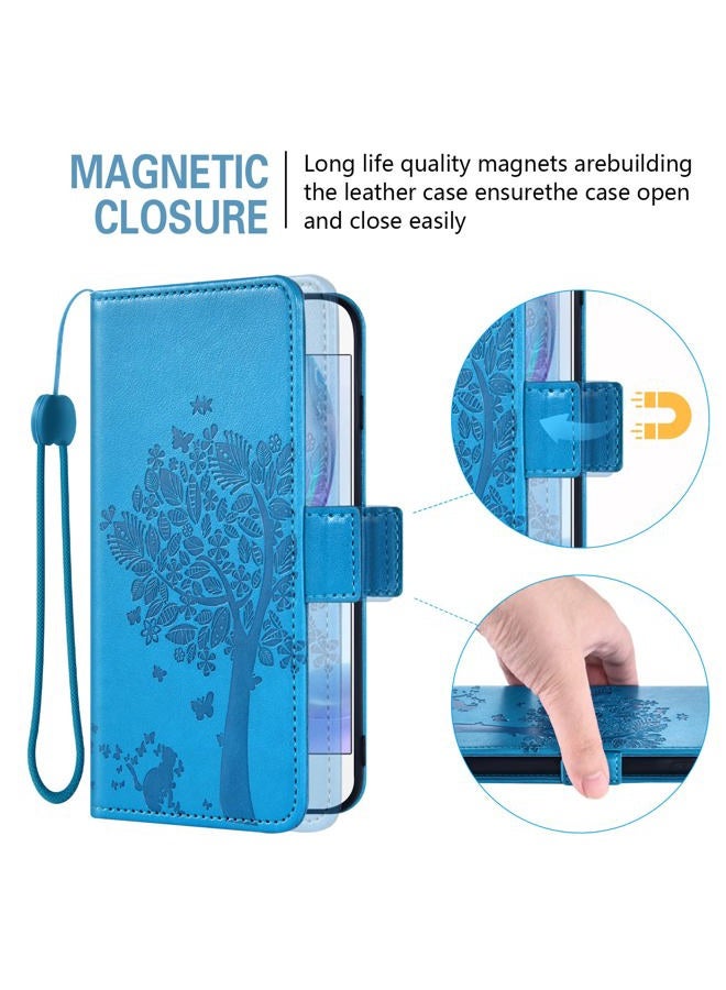 Asuwish Compatible with OnePlus Nord N10 5G Wallet Case and Tempered Glass Screen Protector Flip Wrist Strap Card Holder Cell Phone Cover for One Plus N 10 G5 1 Plus 10N 1plus One+ 1+ N105G Men Blue - Image 5