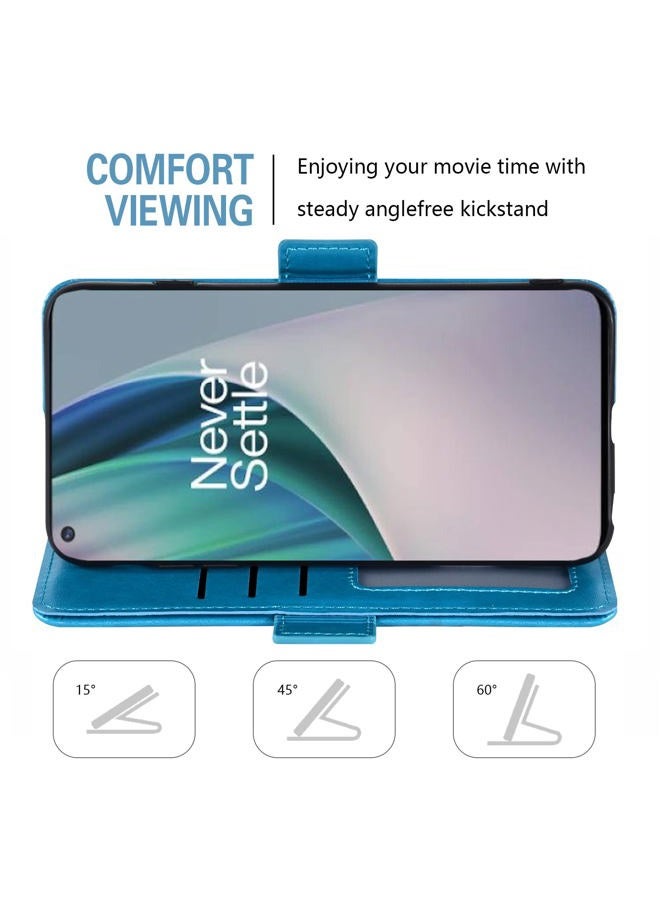 Asuwish Compatible with OnePlus Nord N10 5G Wallet Case and Tempered Glass Screen Protector Flip Wrist Strap Card Holder Cell Phone Cover for One Plus N 10 G5 1 Plus 10N 1plus One+ 1+ N105G Men Blue - Image 4