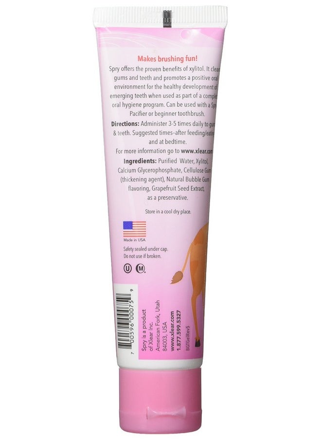 Spry Spry Xylitol Baby Toothpaste, Natural Toddler Toothpaste, Fluoride Free Toothpaste for Kids, Xylitol Toothpaste for Kids Age 3 Months and Up, Tooth Gel Bubble Gum 2 Fl Oz (Pack of 3)  - Image 2